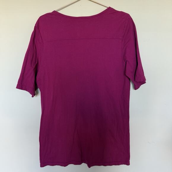 Johnny Was Womens Embroidered Top Large Maroon Short Sleeve Boho Quiet Luxury - Picture 6 of 6